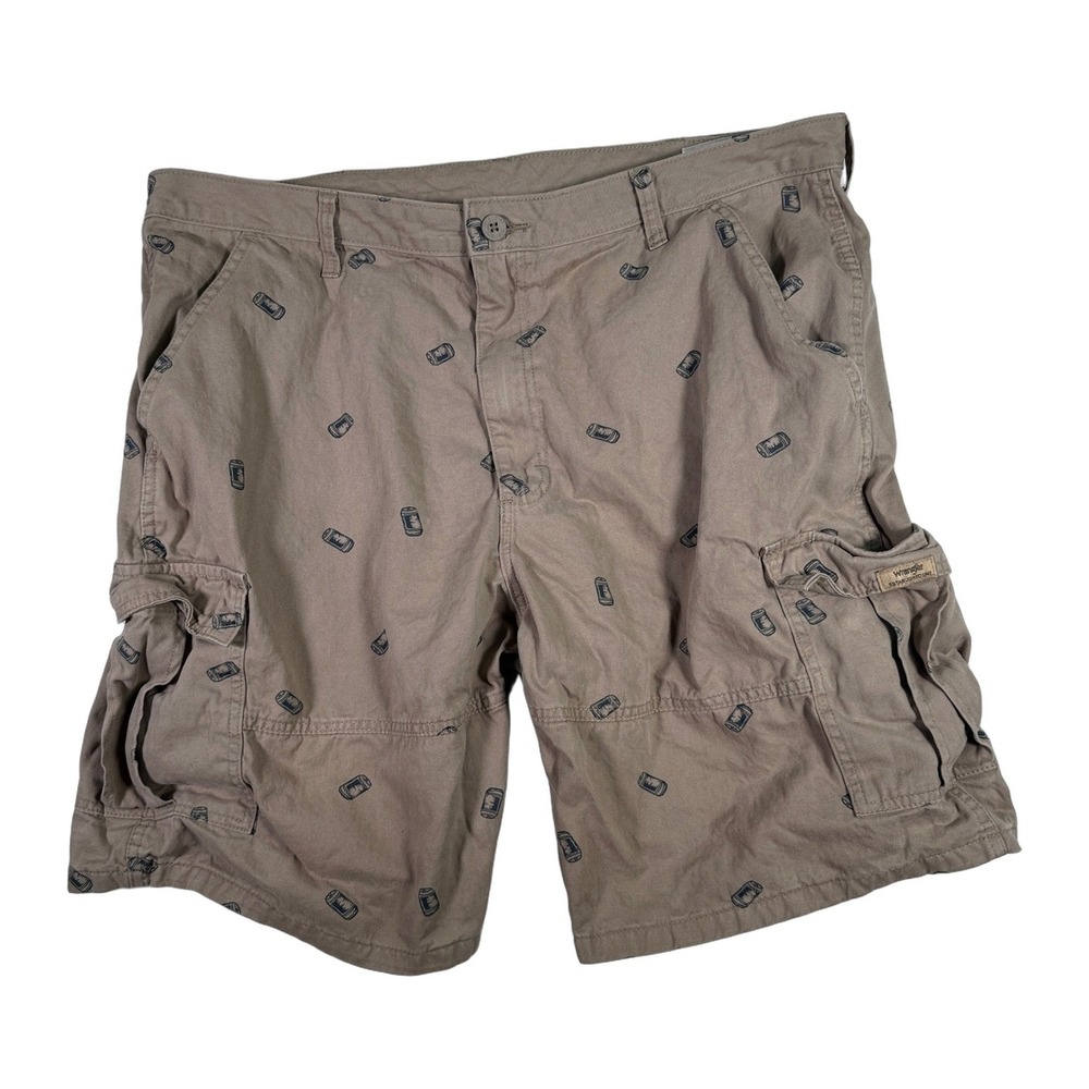 Wrangler Mens Khaki Barrel Print Cargo Shorts Size 40